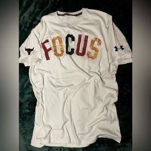 Under Armour Project Rock Focus T-Shirt Tee - White, Medium
